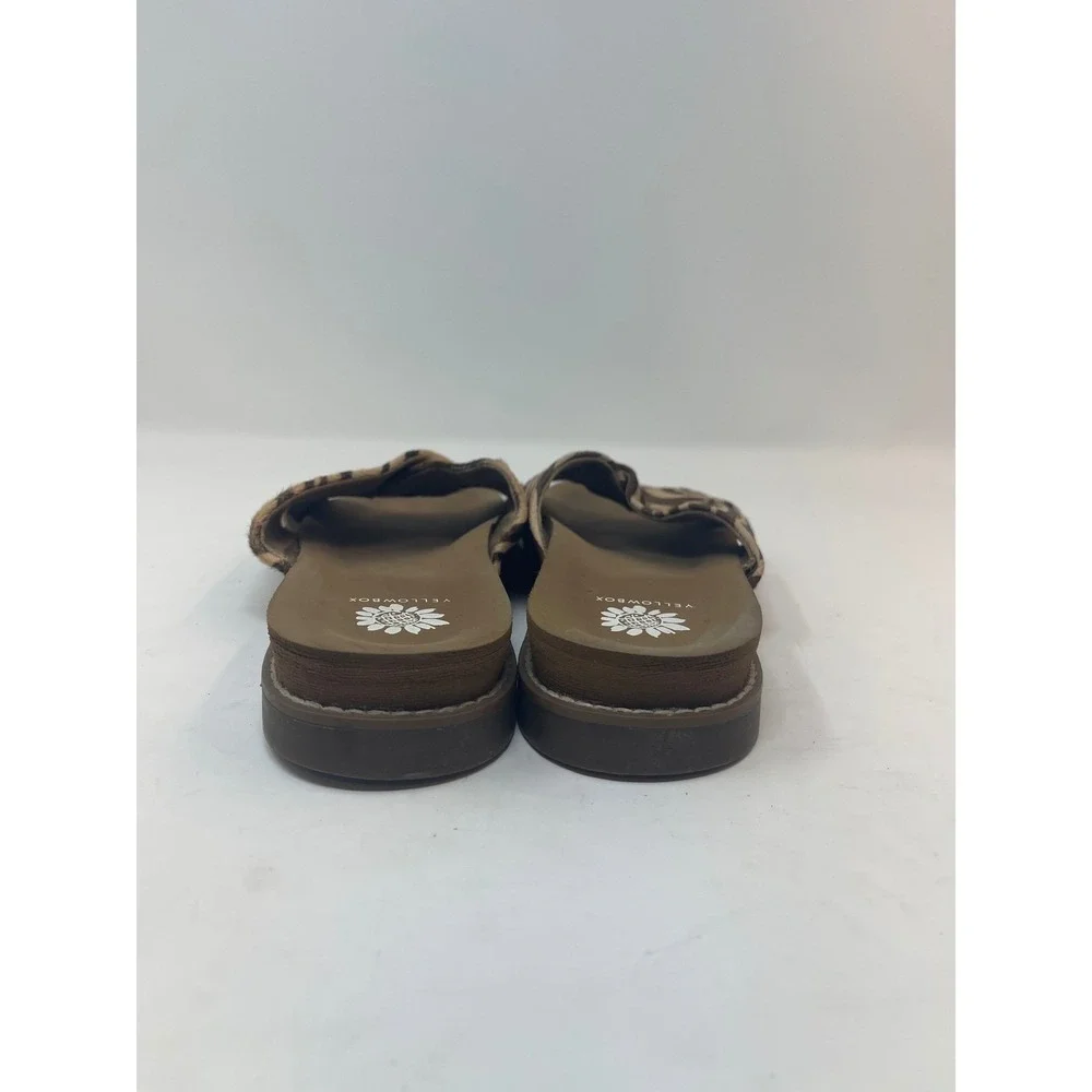 Yellow Box Zebra Print Slide Sandals Women's Size 7 Brown Tan Calf Hair - Picture 4 of 10